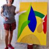 Aima Martin con pintura "Hoja"