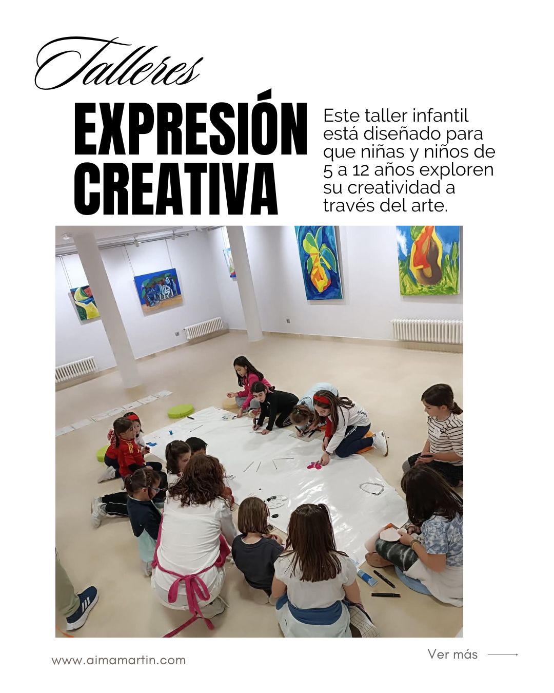 taller infantil está diseñado para que niñas y niños de 5 a 12 años exploren su creatividad a través del arte