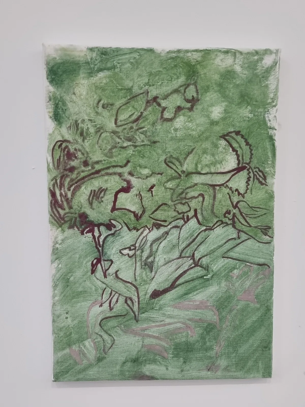 Serie Hablando de las hojas pintura con pigmentos naturales de Aima Martín